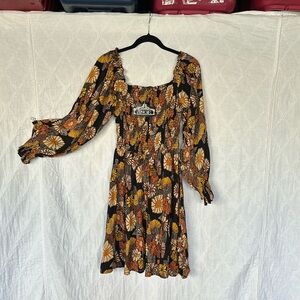 Angie black floral dress, size small.